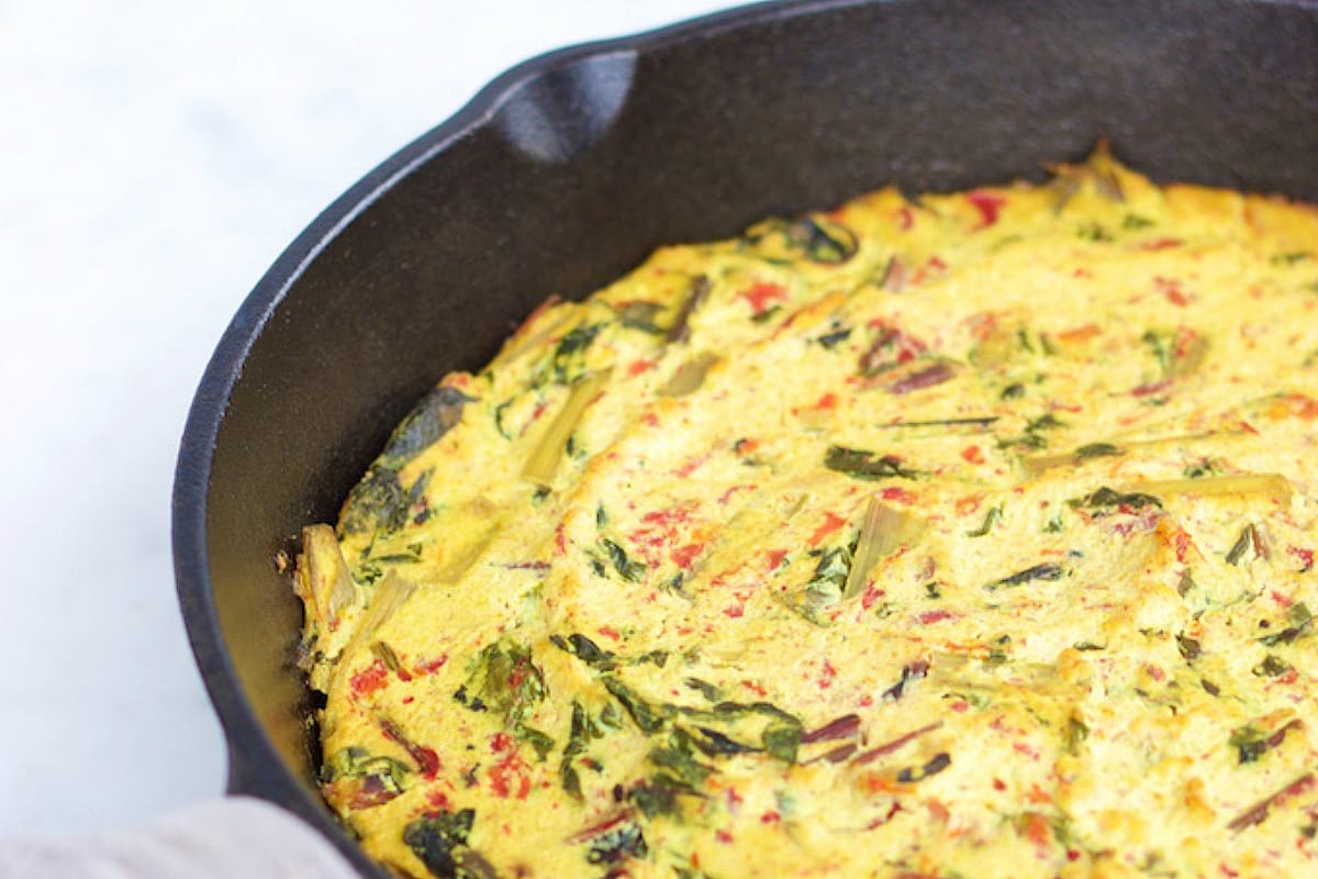 Frittata With Swiss Chard and Red Pepper [Vegan, Gluten-Free]