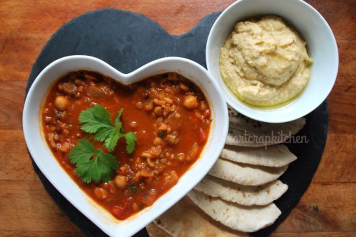 Harira Soup With Hummus Pitas [Vegan]