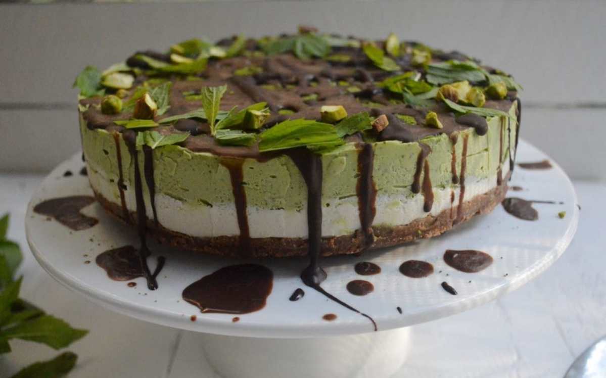 Matcha Green Tea and Mint Cheesecake [Vegan, Raw, Gluten-Free]