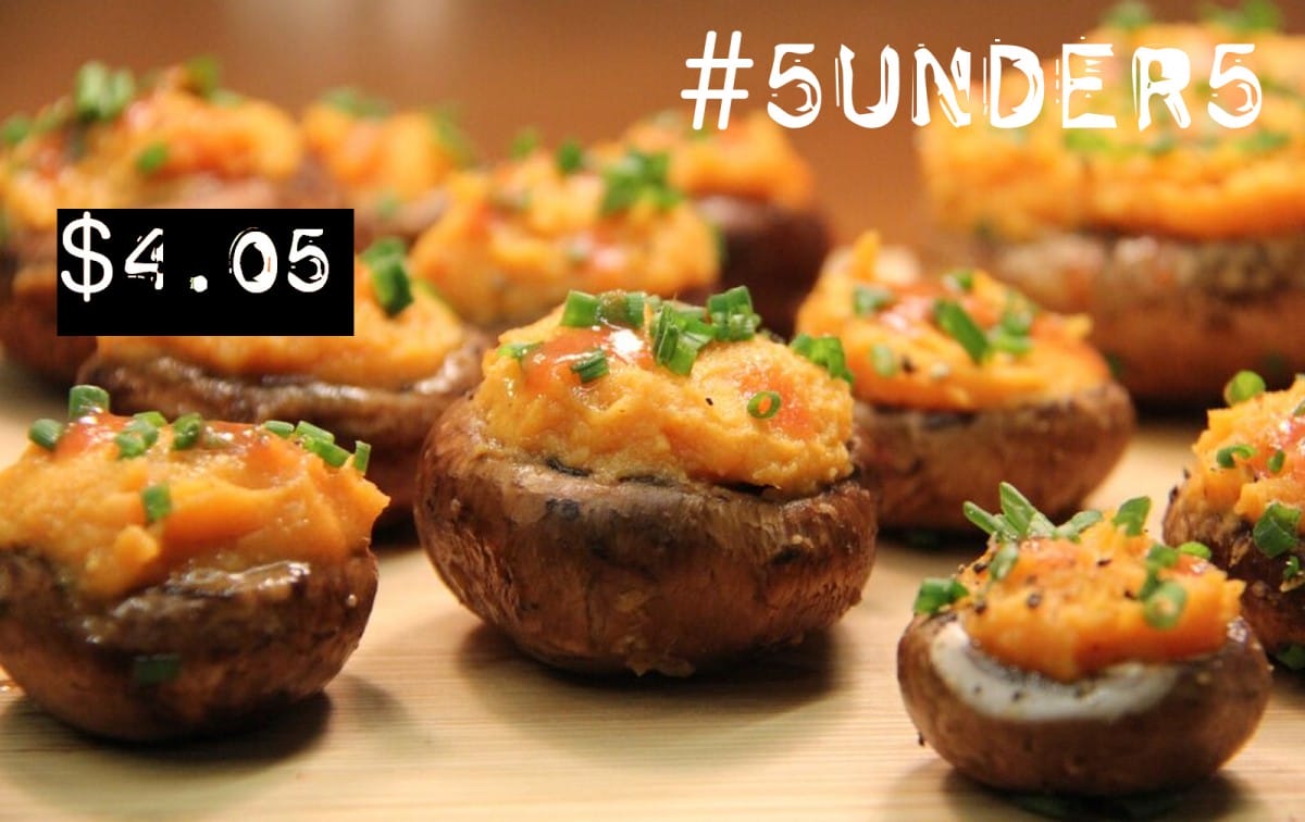 #5under5: Buffalo Sweet Potato Stuffed Mushrooms