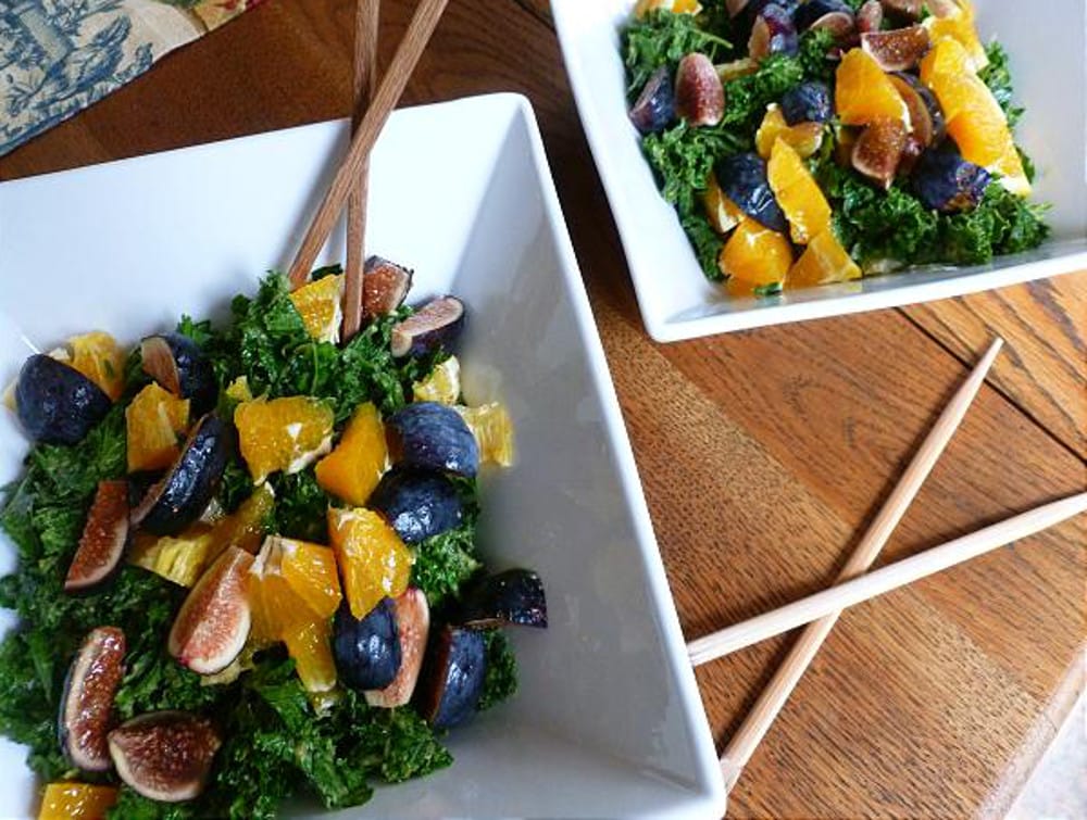 Raw Vegan Kale Salad With Fresh Figs and Oranges