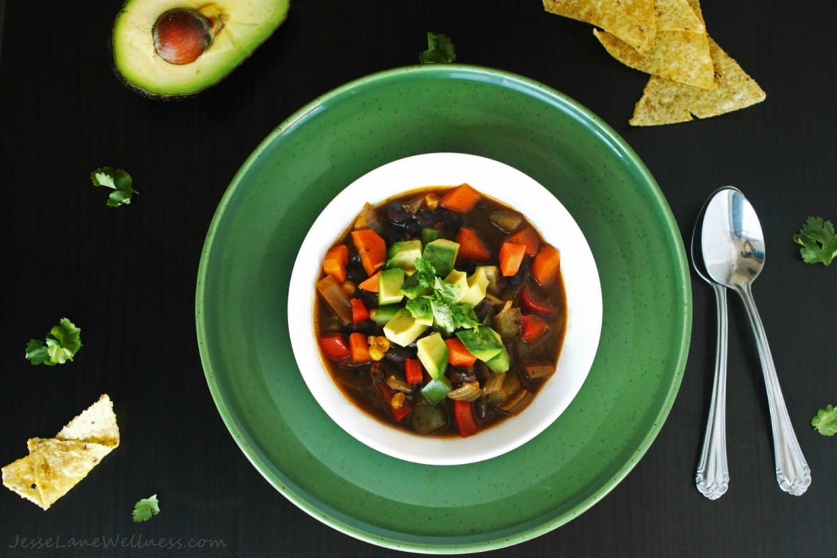 Vegan Mexican spicy black bean soup