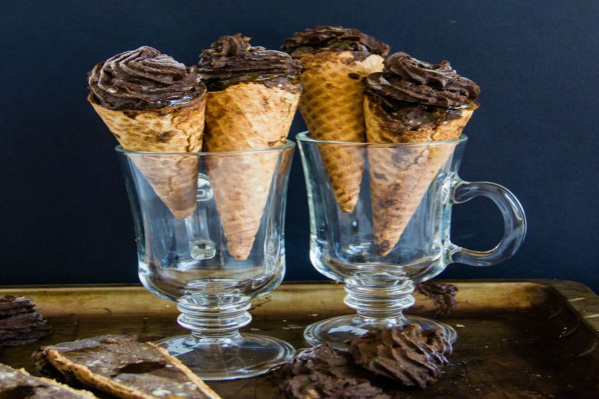 Vegan Sachertorte Ice Cream Cones