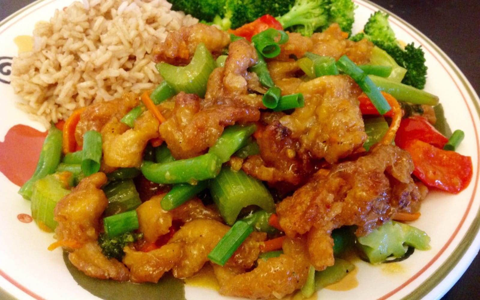 Orange 'Chicken' With Mixed Vegetables and Brown Rice