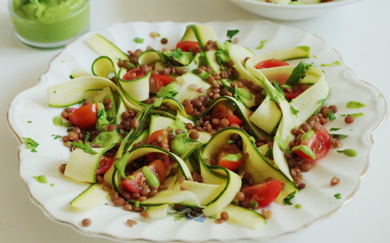 Zucchini Ribbons and Lentils