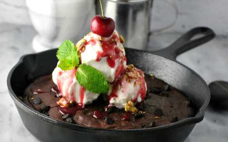 Dark Chocolate and Cherry Skillet Cookie