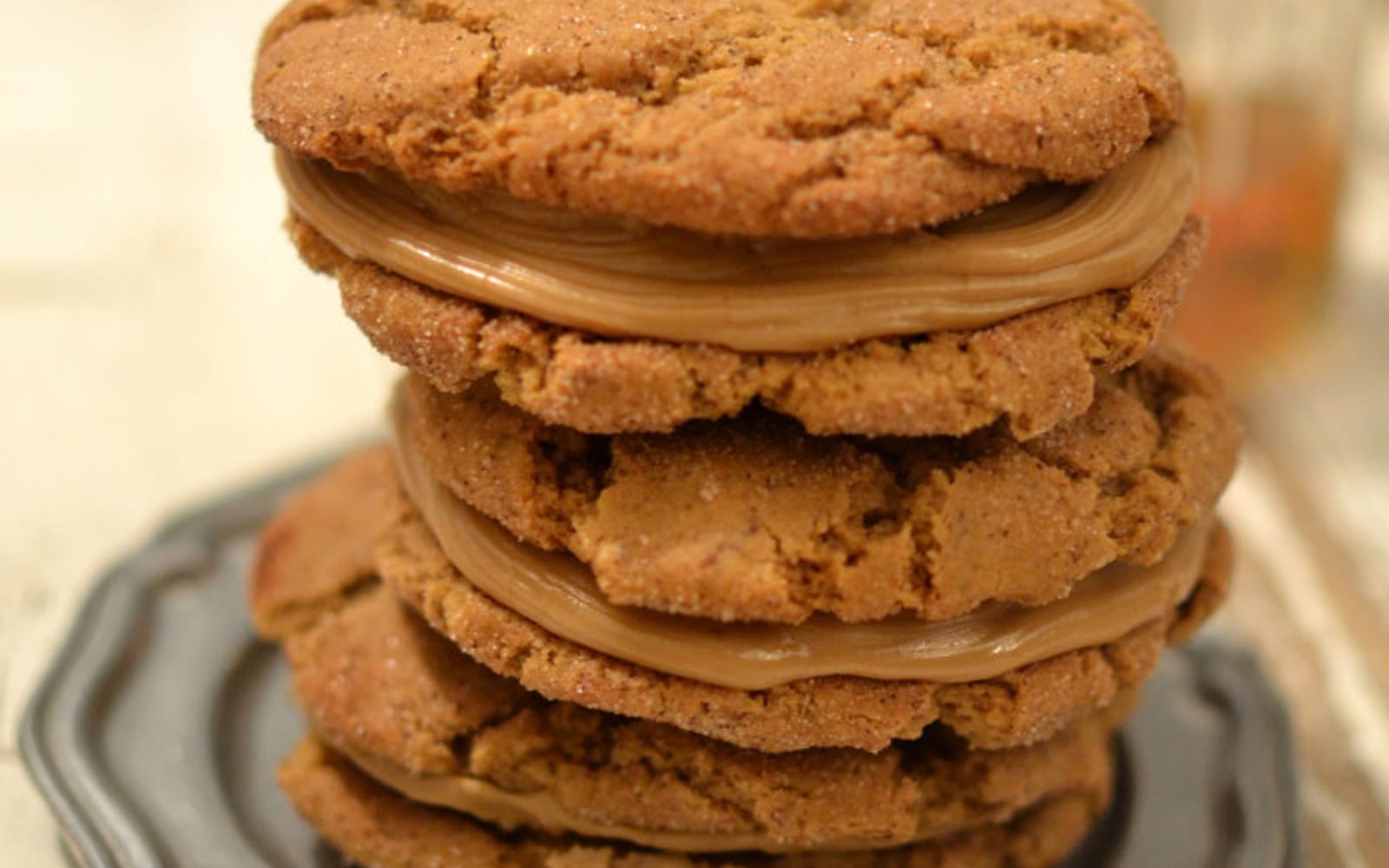 Snickerdoodle Sandwich Cookies With Bourbon Caramel Filling
