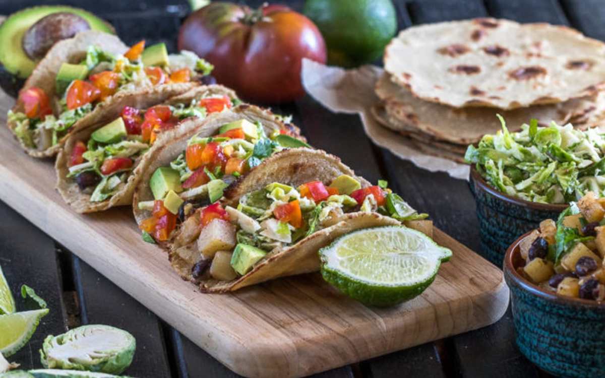 Potato Tacos With Brussels Sprouts Slaw and Quinoa Tortillas