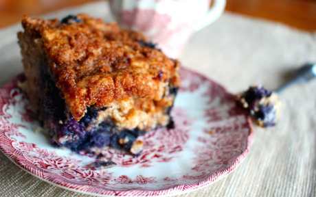 Vegan Gluten-Free Blueberry Coffee Cake with topping