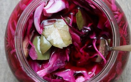 Vegan Easy Red Cabbage Pickle with jalapeno