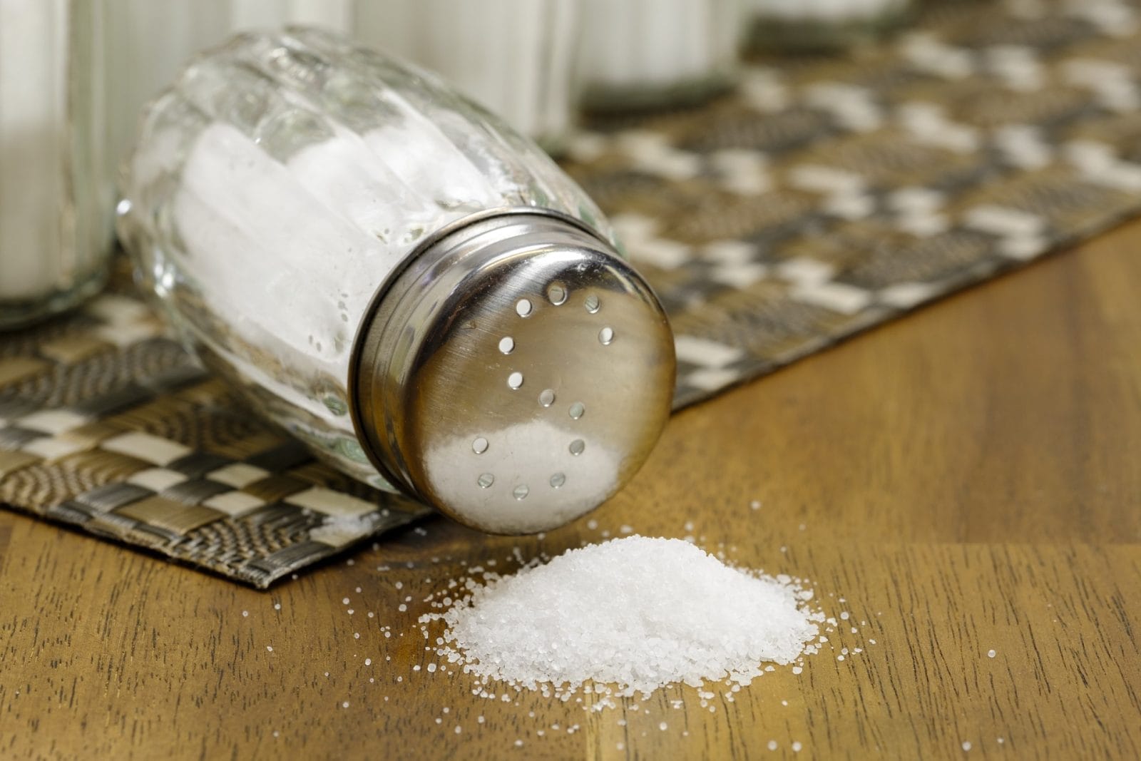 Spilled salt on a table