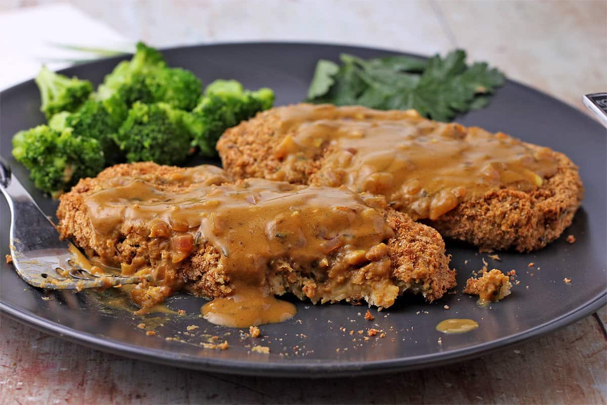 Chickpea Cutlets with Savory Mustard Sauce