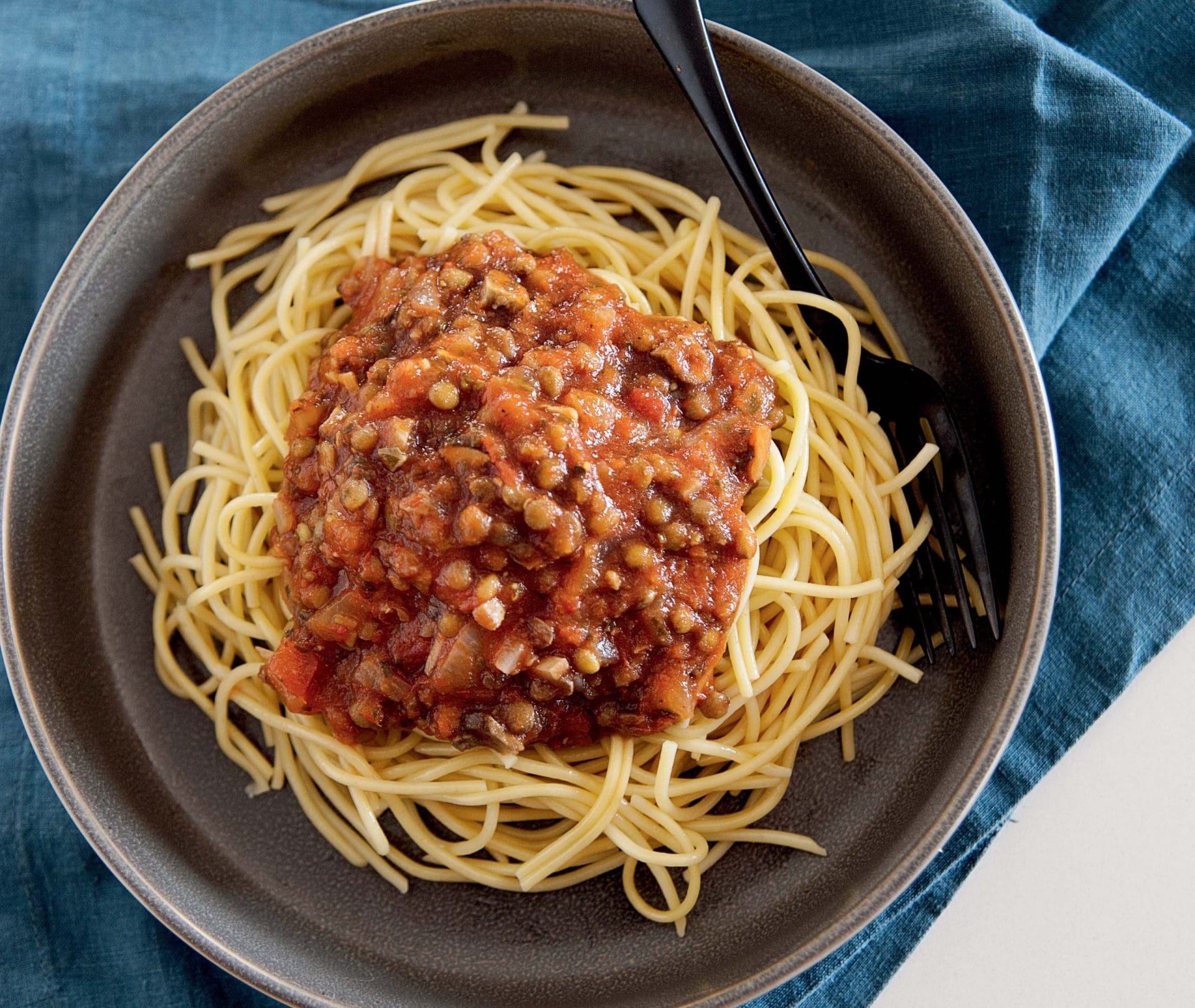 Lentil Bolognese with Spaghetti