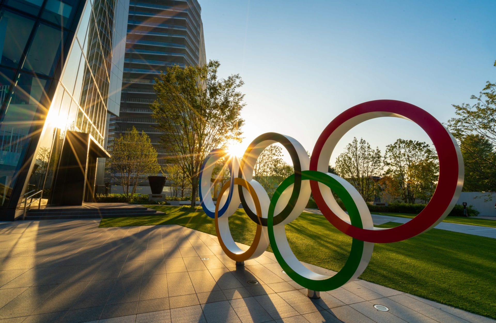 The five ring symbol of the Olympic Games in Tokyo