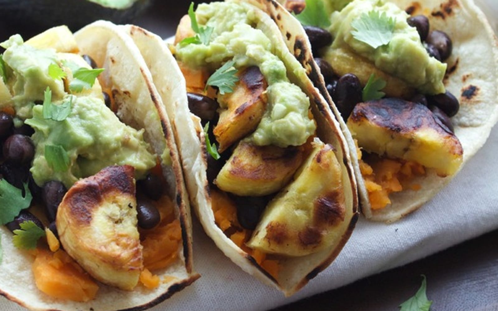 Plantain Sweet Potato Tacos With Guacamole 