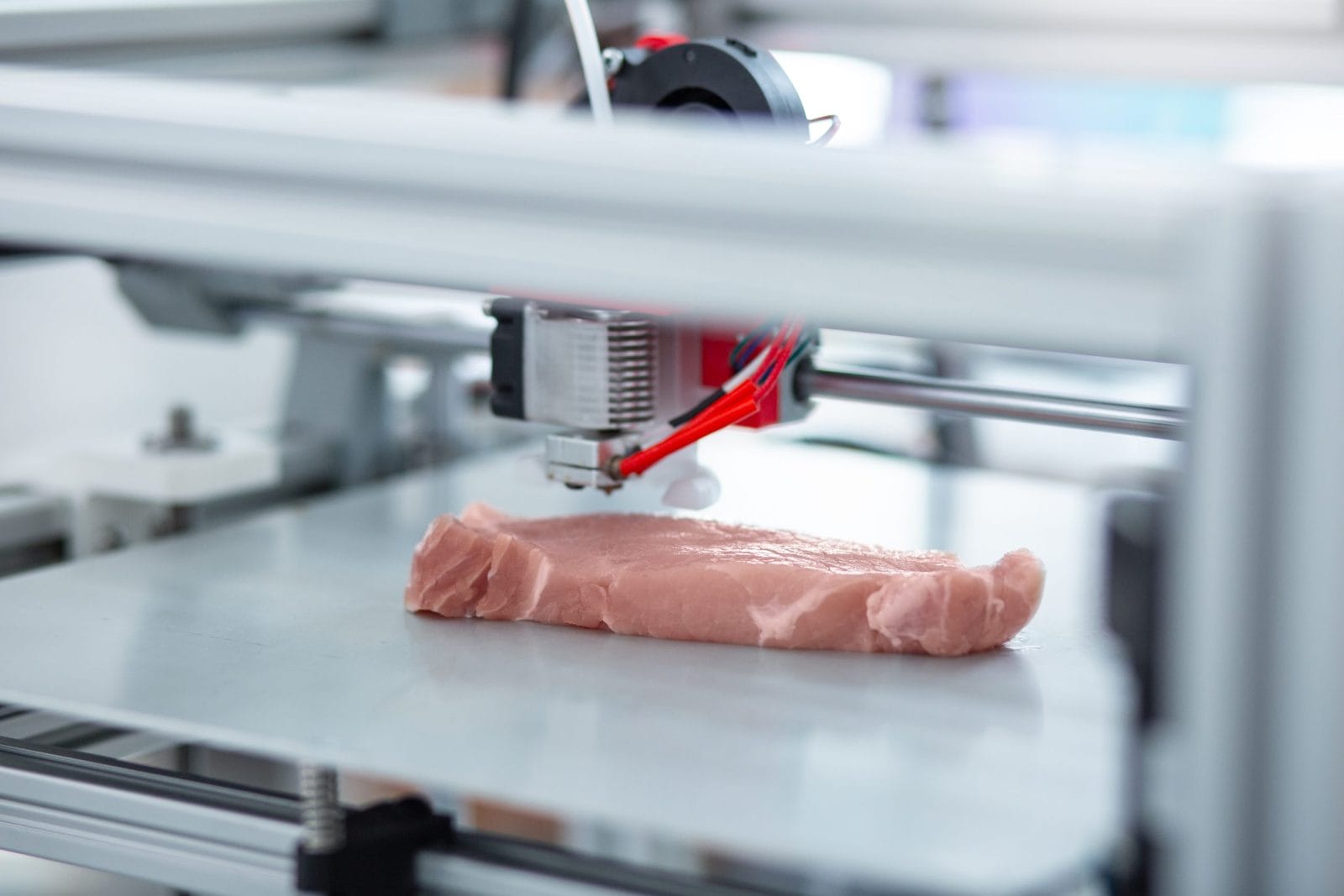 3D printed meat on a printer
