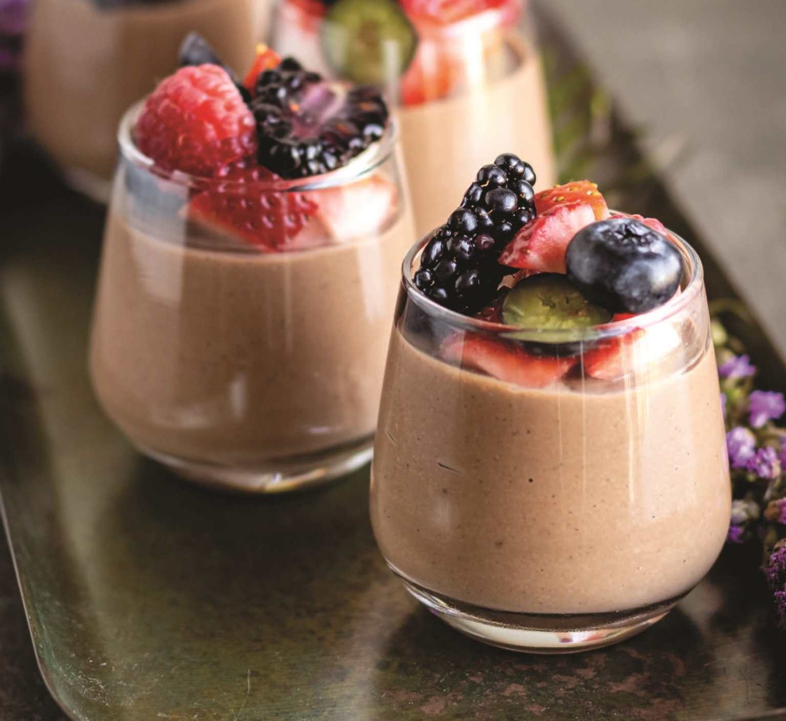 Vegan Chocolate Chāi Mousse with Berries