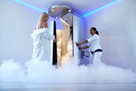 cryotherapy door opening with steam