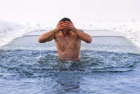 man who emerged from an ice hole